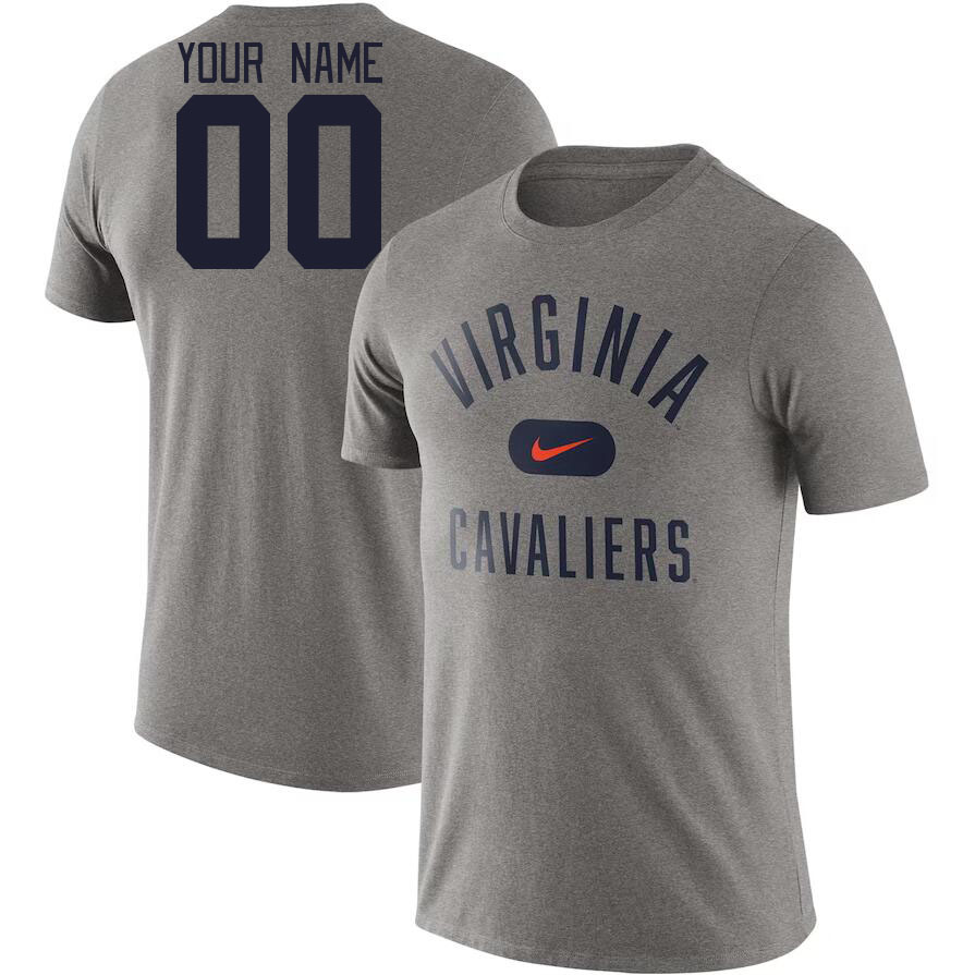 Custom Virginia Cavaliers Name And Number College Tshirt-Gray - Click Image to Close